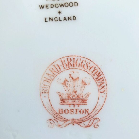 Antique Wedgwood Plates Richard Briggs 2 Hand Painted Cobalt Blue Floral Gilt - Picture 8 of 14